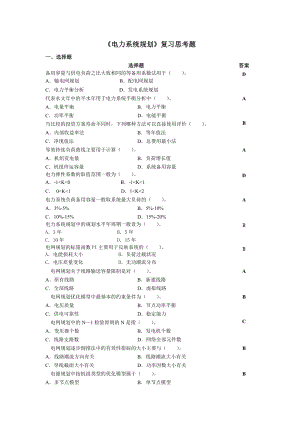 电力系统规划复习思考题.docx