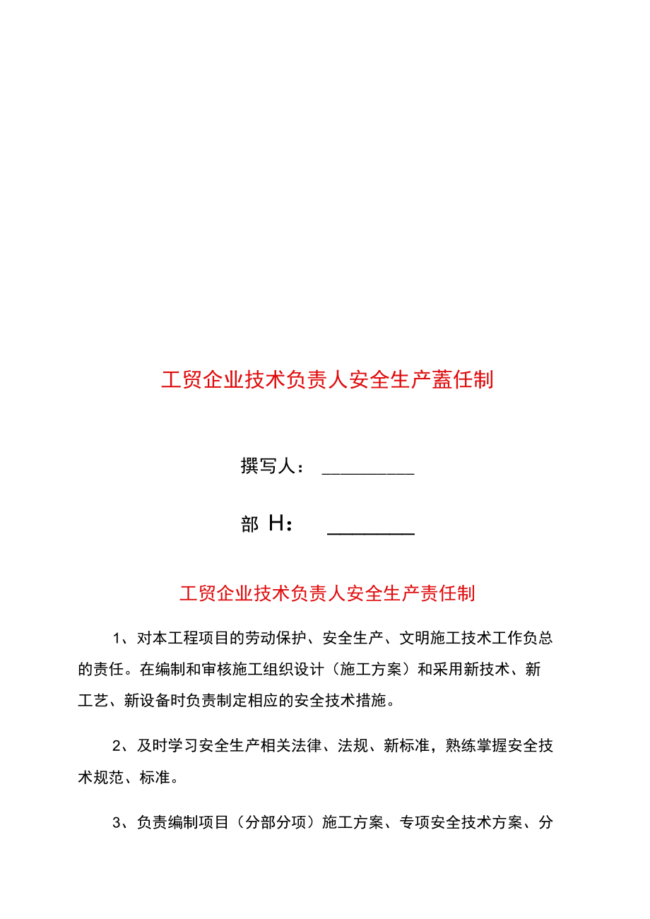 工贸企业技术负责人安全生产责任制.doc_第1页