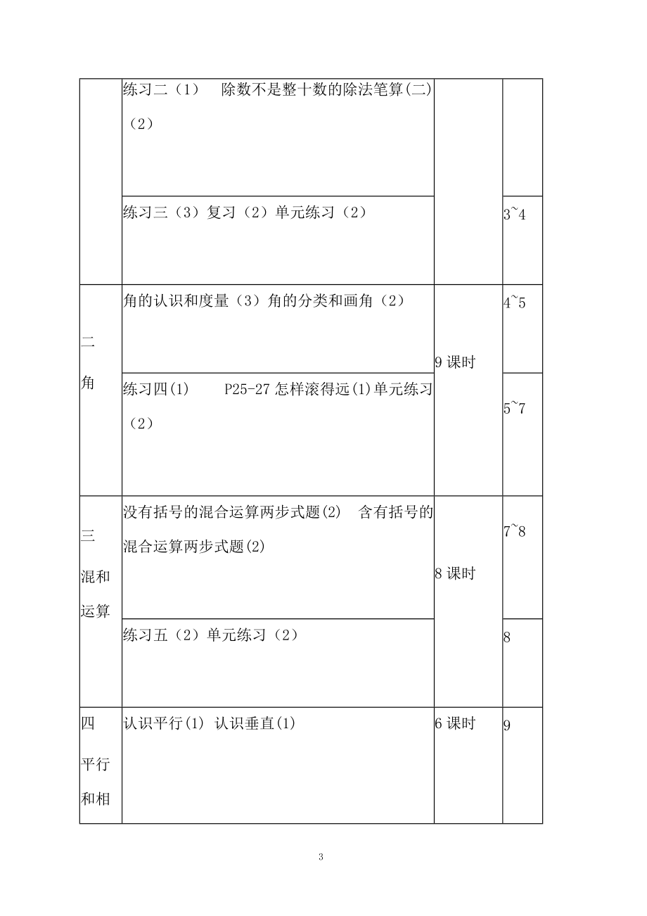 小学四年级数学上学期教学计划.docx_第3页