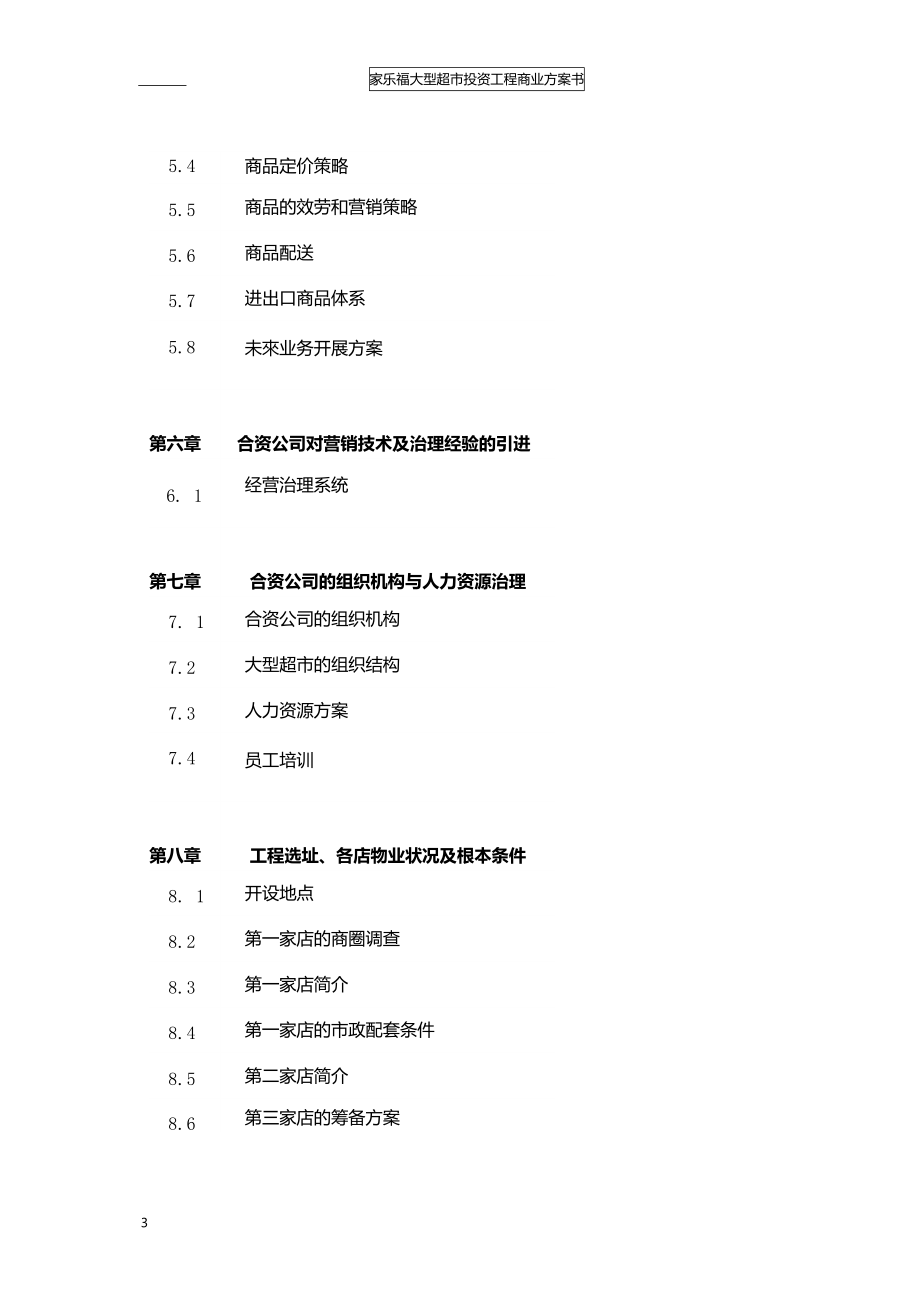 家乐福大型超投资项目商业计划书.docx_第3页