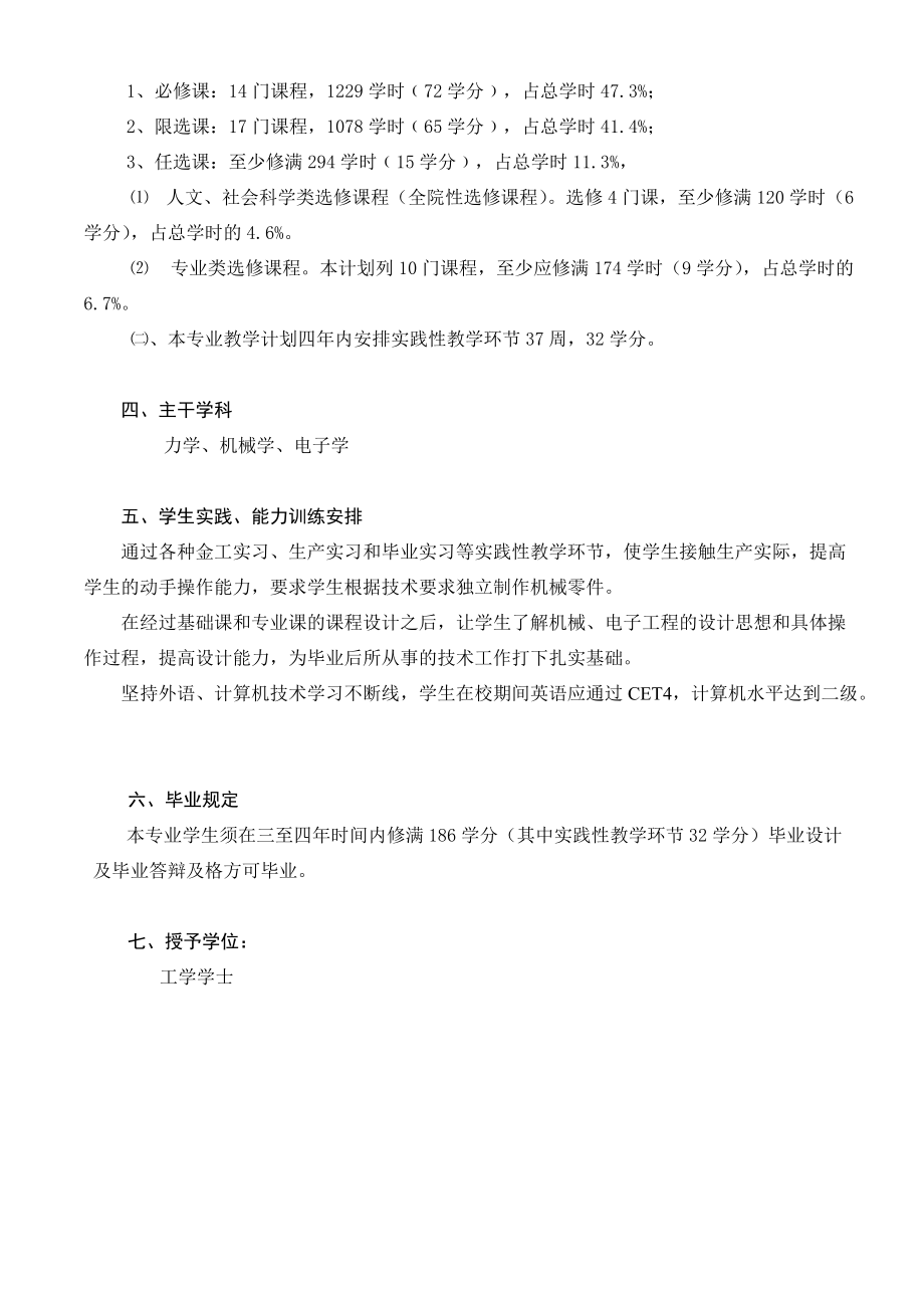 某大学机械设计制造及其自动化专业教学计划.docx_第2页