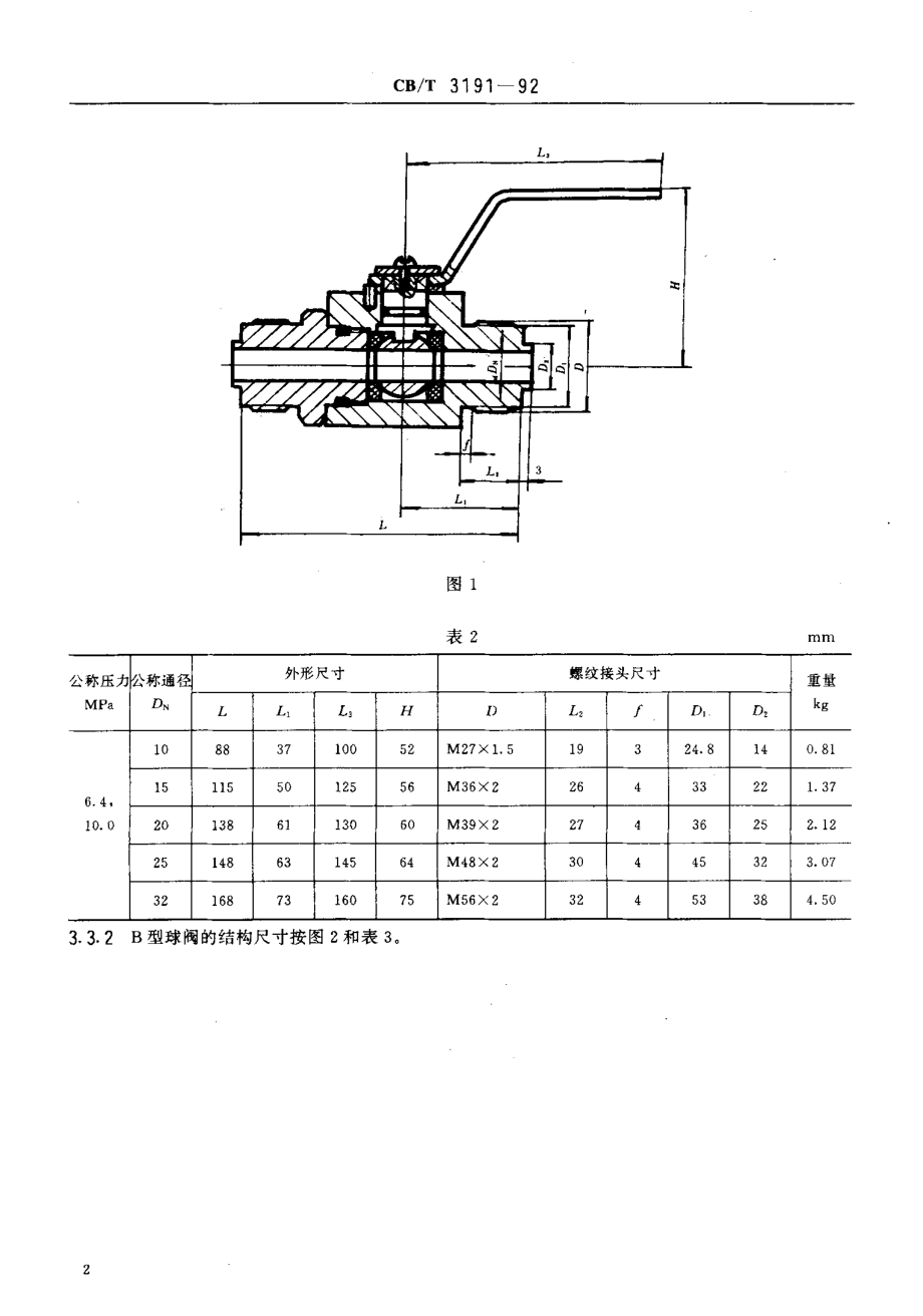 64213高压手动球阀 标准 CB T 3191-1992.pdf_第3页