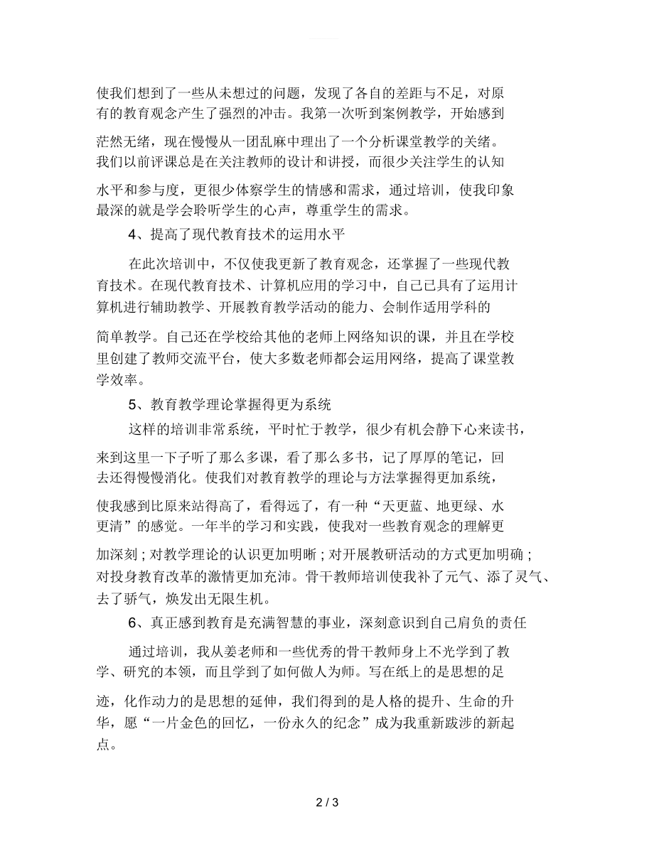 骨干教师培训个人工作总结范文.docx_第2页