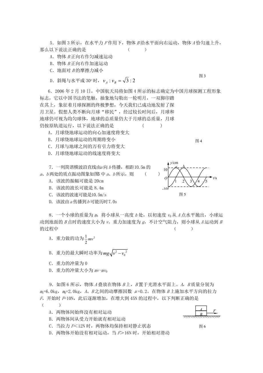 北京海淀区2010-2011年高三物理第一学期期中反馈试题新人教版.doc_第2页