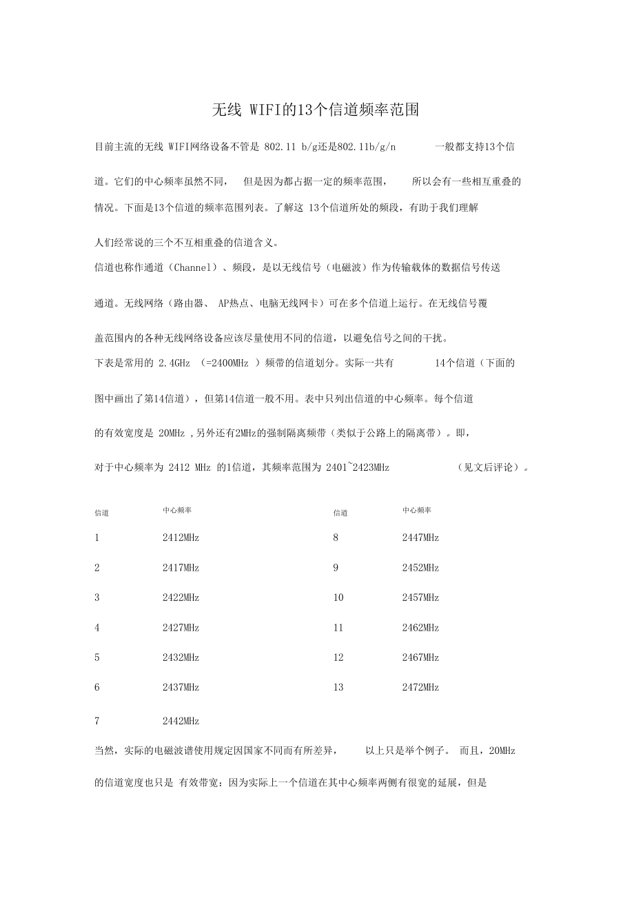 4GHZ的13个信道.docx_第1页