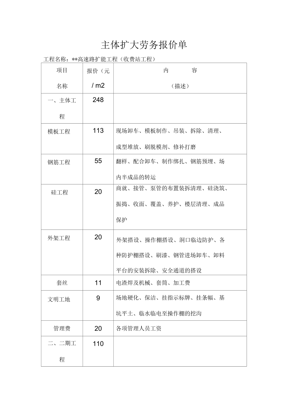 主体扩大劳务报价单.docx_第1页