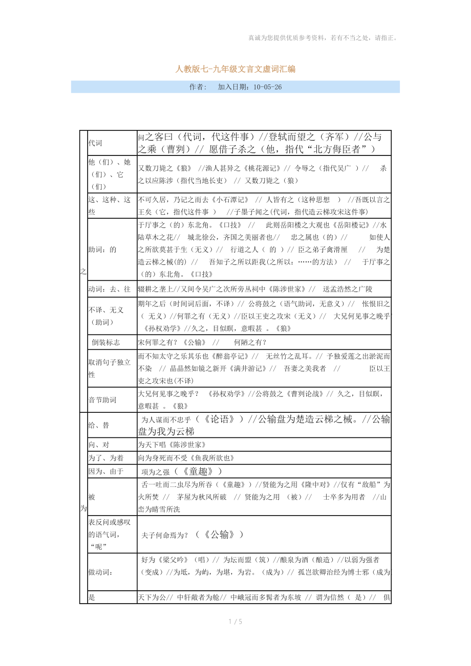 人教版七-九年级文言文虚词汇编.doc_第1页