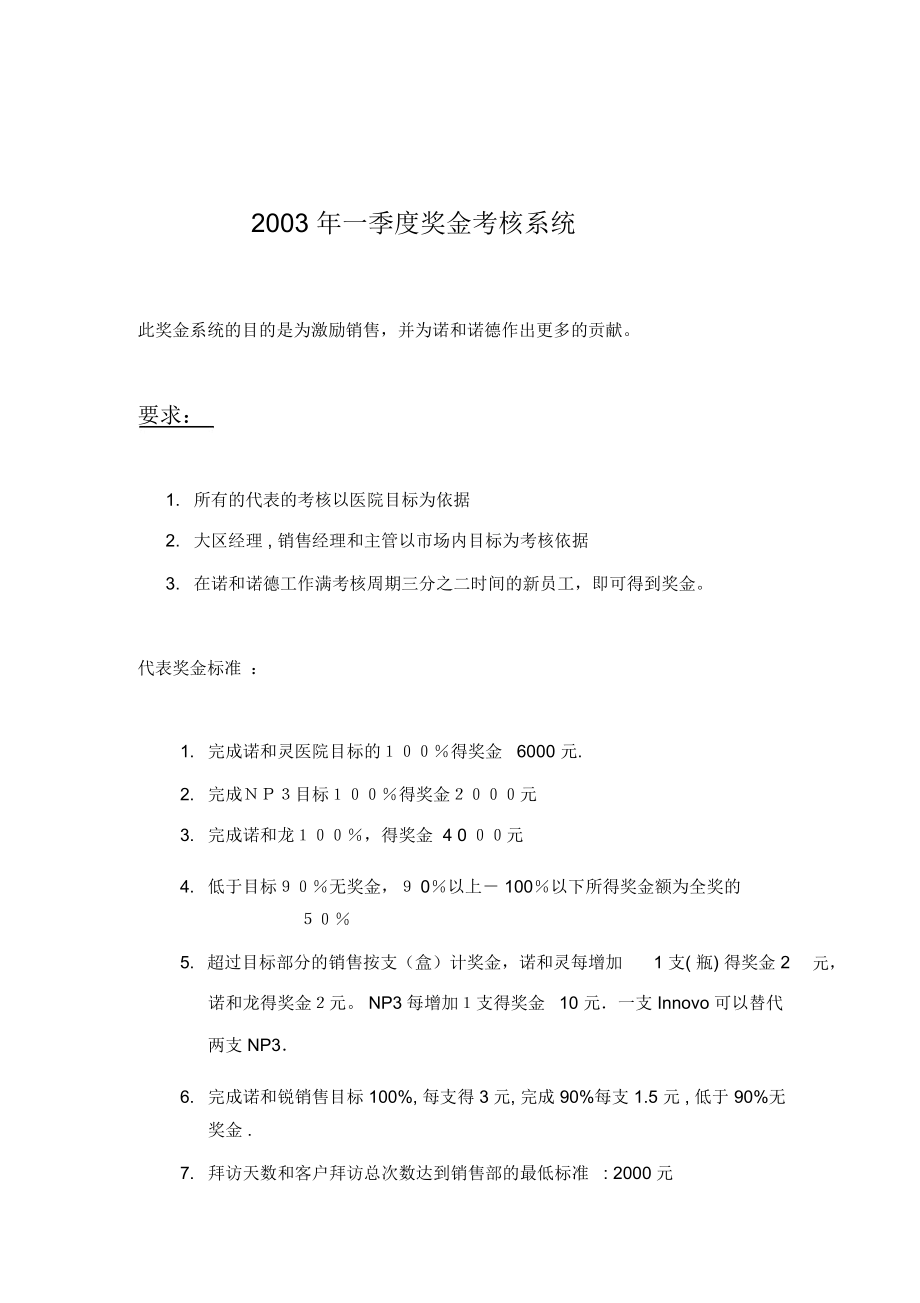 xx年一季度奖金考核系统.docx_第1页