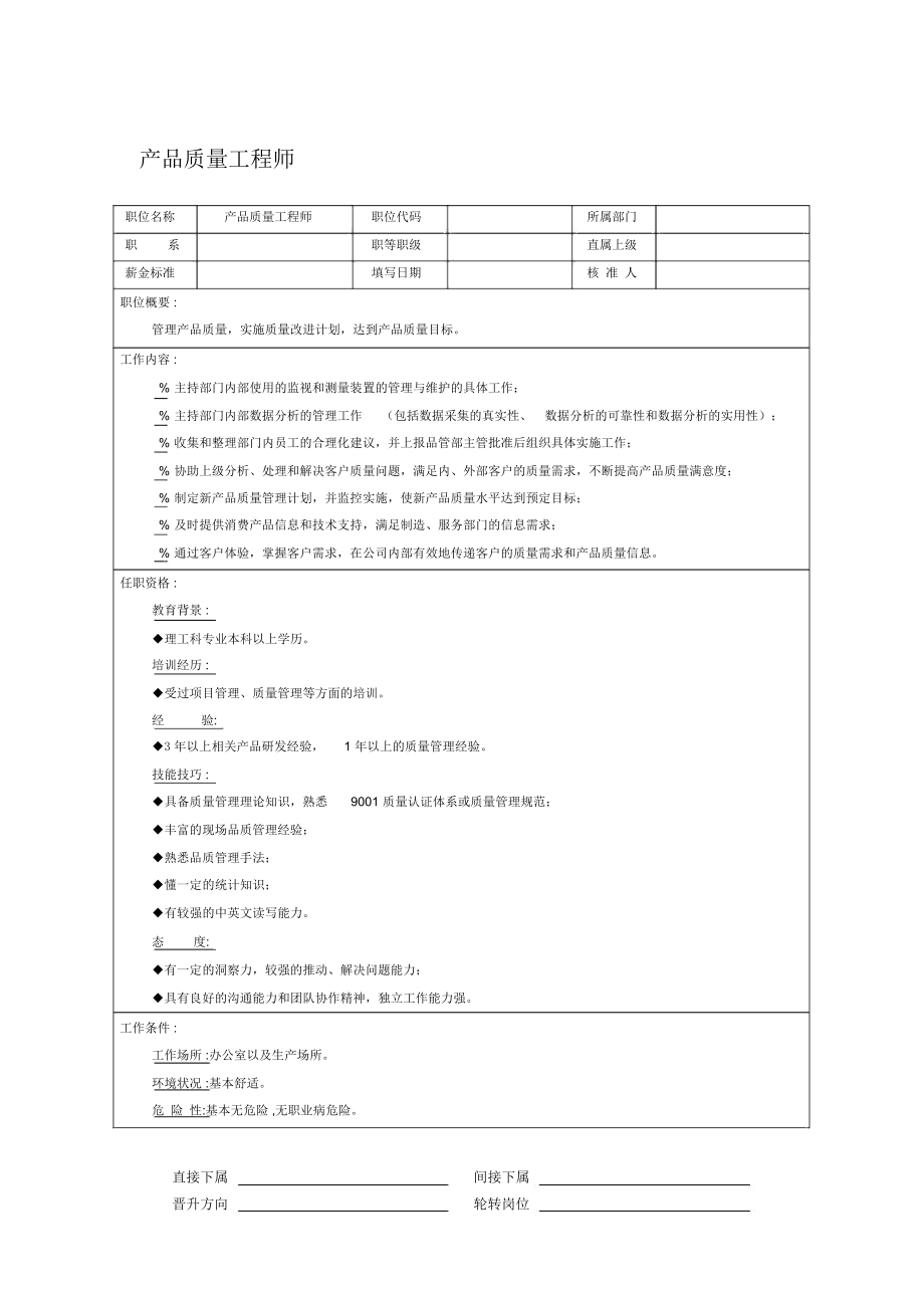 产品质量工程师岗位职责(2页).docx_第1页