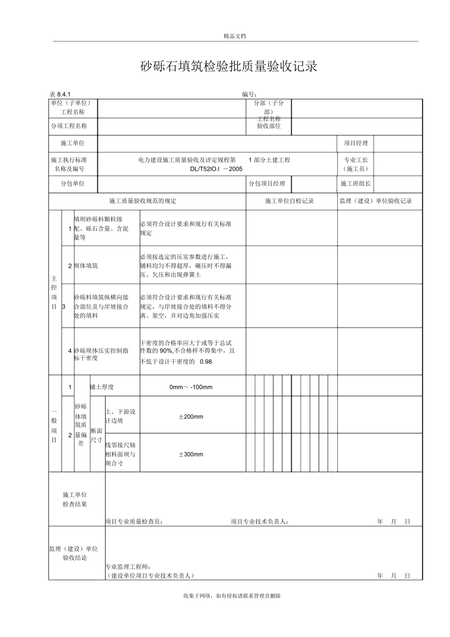 砂砾石填筑检验批质量验收记录学习资料.docx_第2页