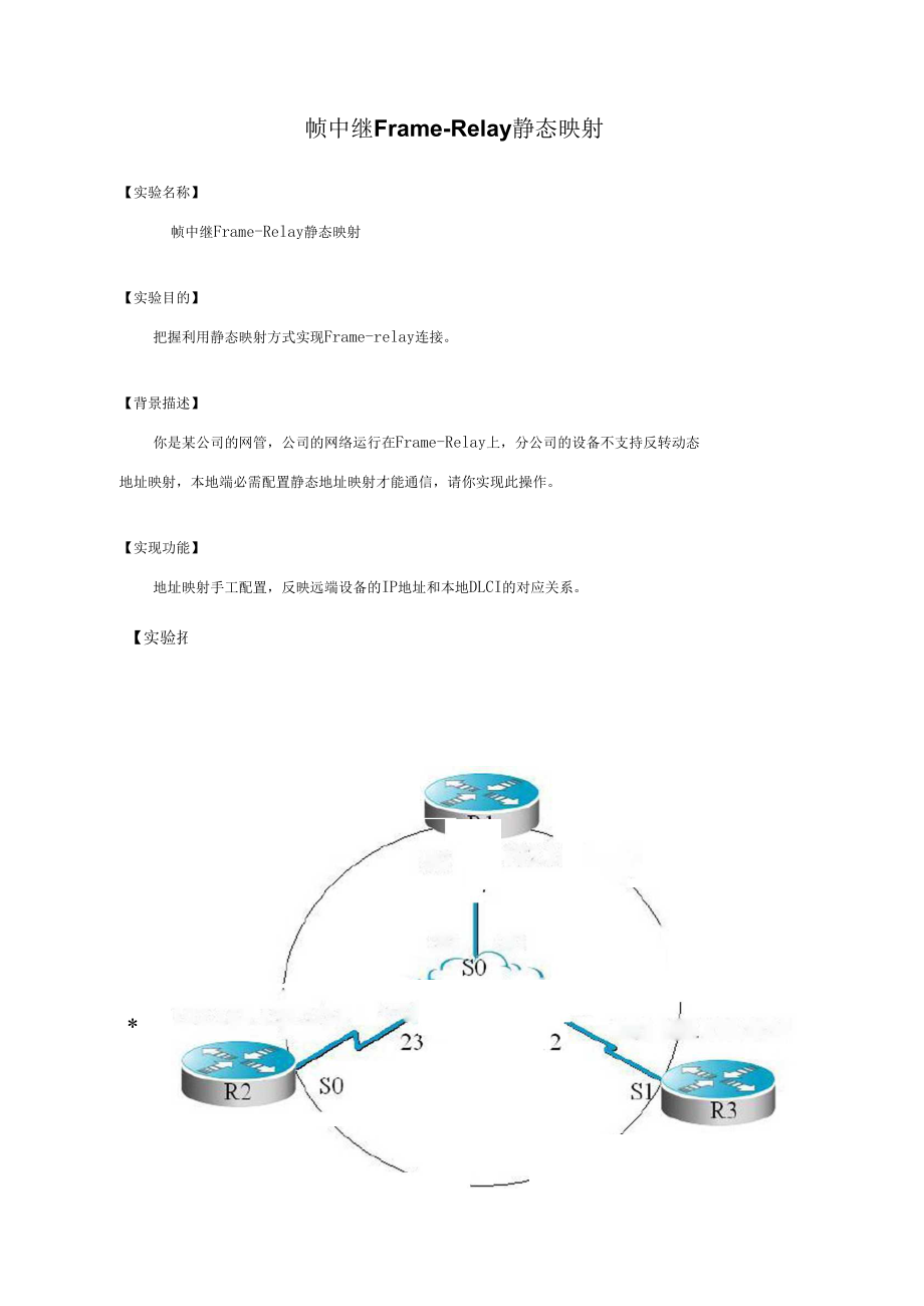 帧中继FrameRelay静态映射.docx_第1页