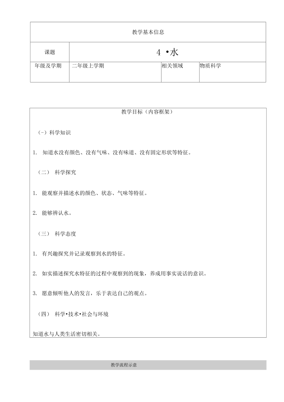 人教鄂教版二年级上册科学《水》教学设计.docx_第1页