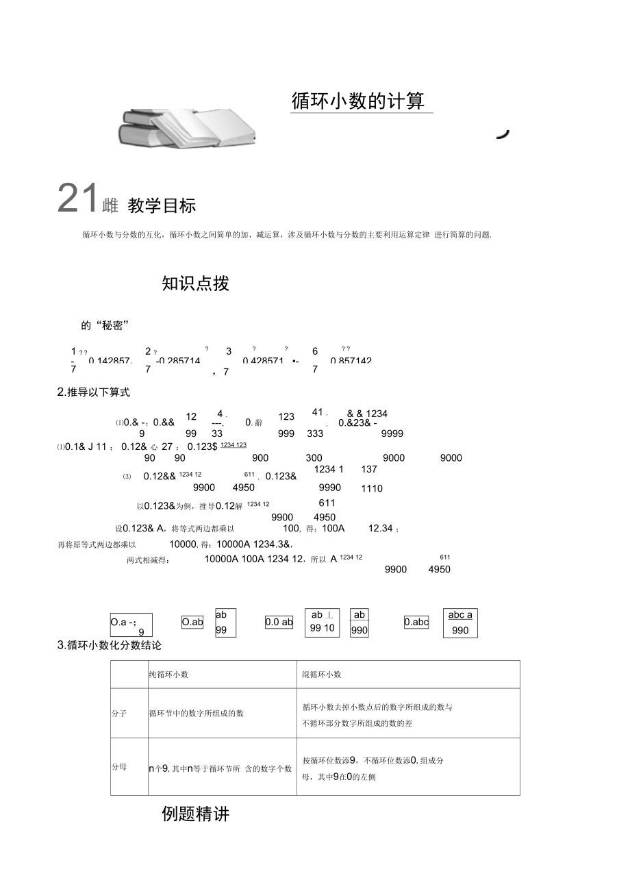 循环小数计算汇总题库教师版.doc_第1页