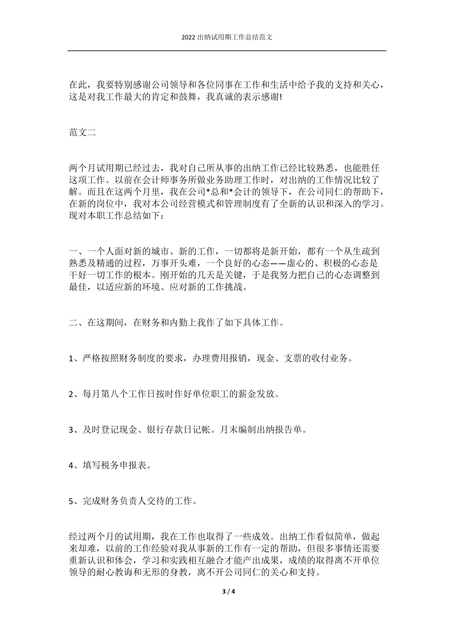 2022出纳试用期工作总结范文.docx_第3页