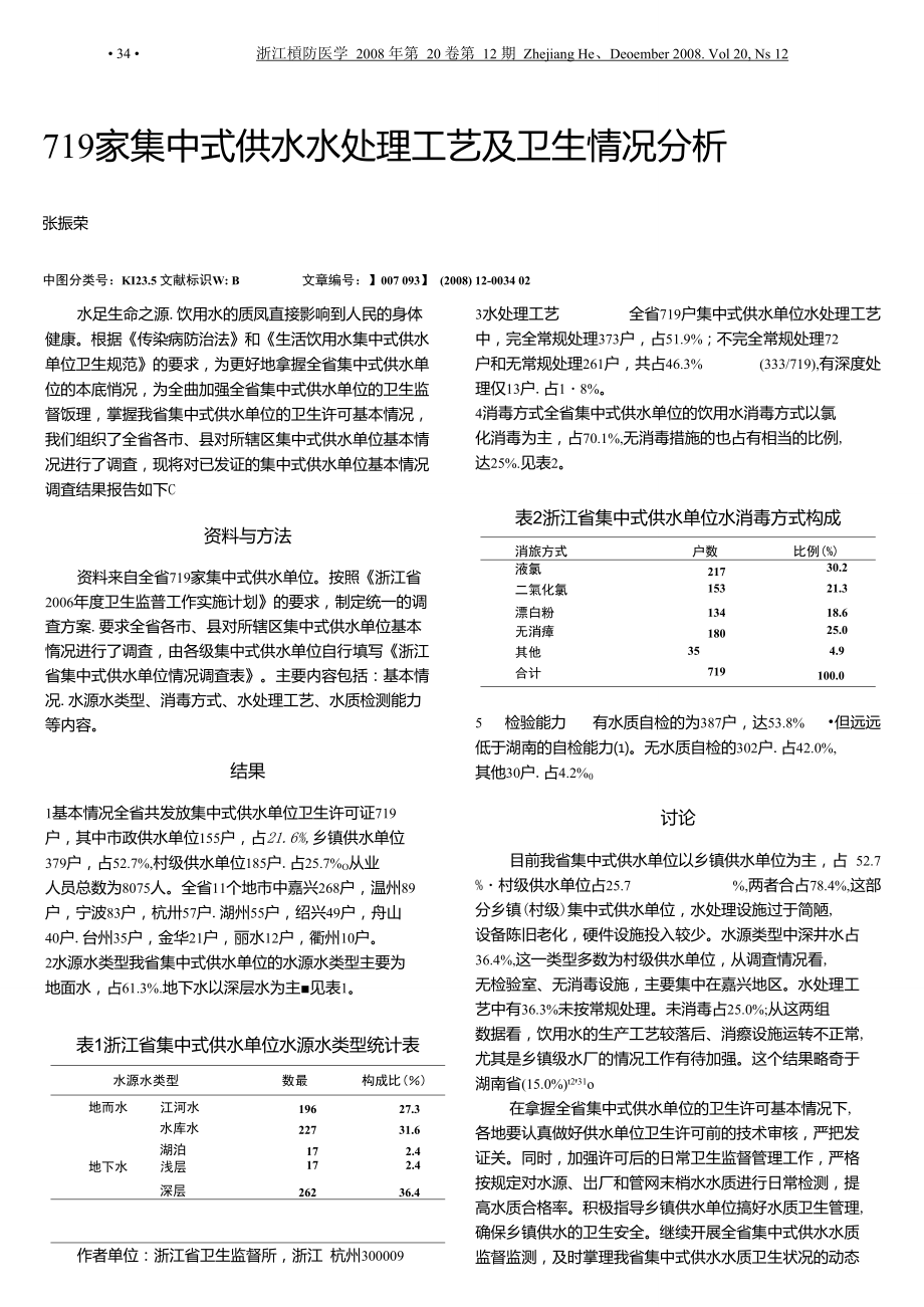 719家集中式供水水处理工艺及卫生情况分析.doc_第1页