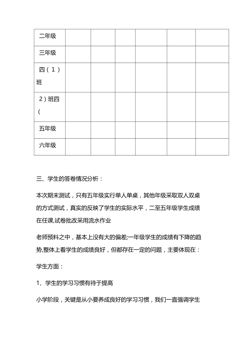 小学数学试卷分析67068.doc_第2页