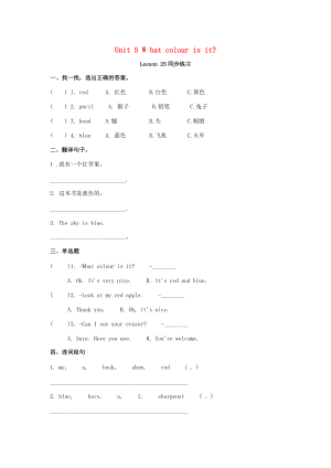 三年级英语上册 Unit 5 What colour is it Lesson 25 同步练习2 人教精通版（三起）-人教版小学三年级上册英语试题.doc