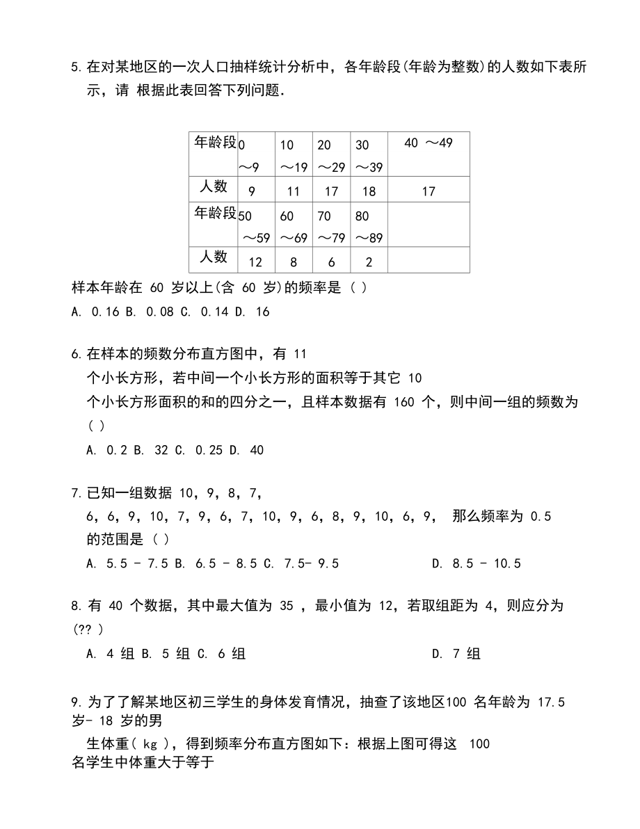 初中数学：数据的频数分布测试题.docx_第3页