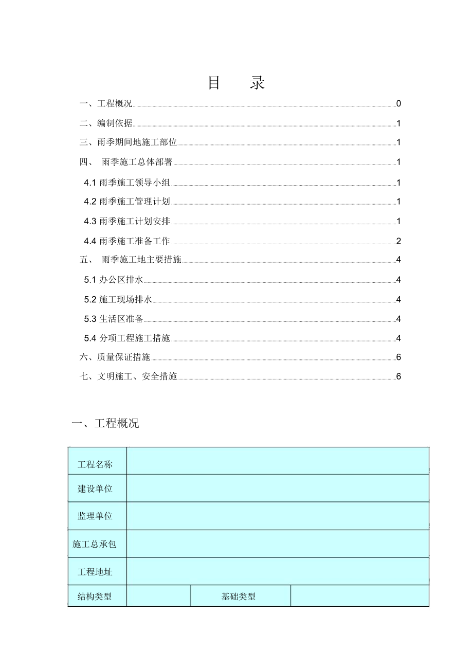 小城镇改造还迁住宅区雨季施工方案.docx_第1页