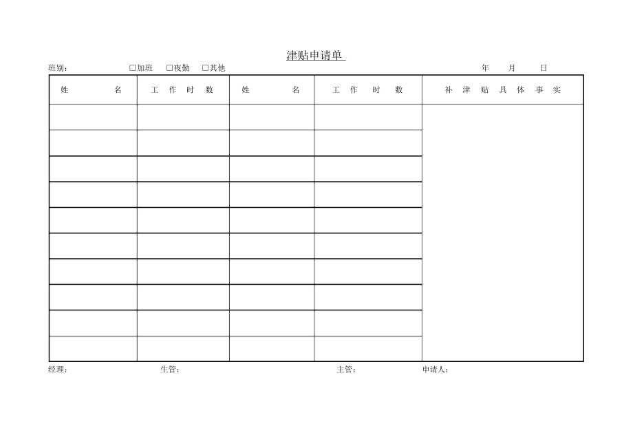 企业津贴申请单.docx_第1页