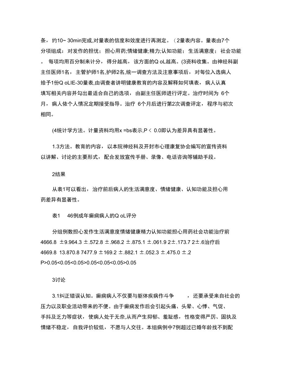 成年癫痫病人生活质量的调查及健康教育汇总.doc_第2页