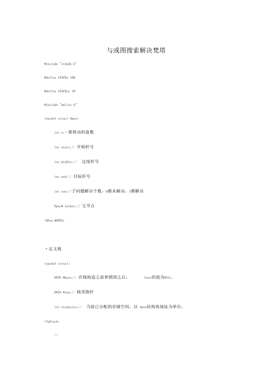 人工智能-与或图搜索解决梵塔-代码C语言版.docx_第1页