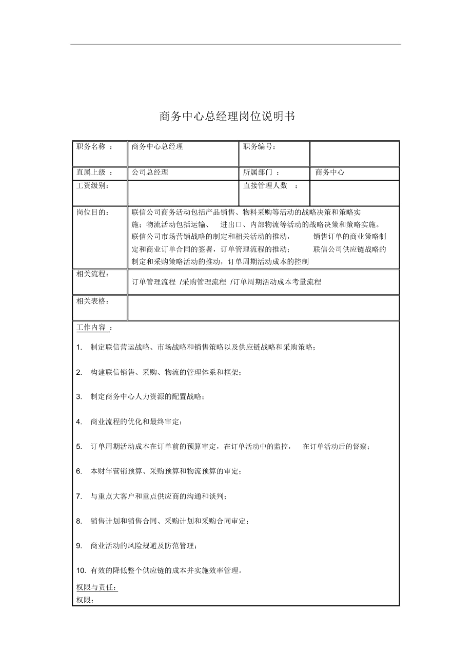 商务中心总经理岗位职责(2页).docx_第1页