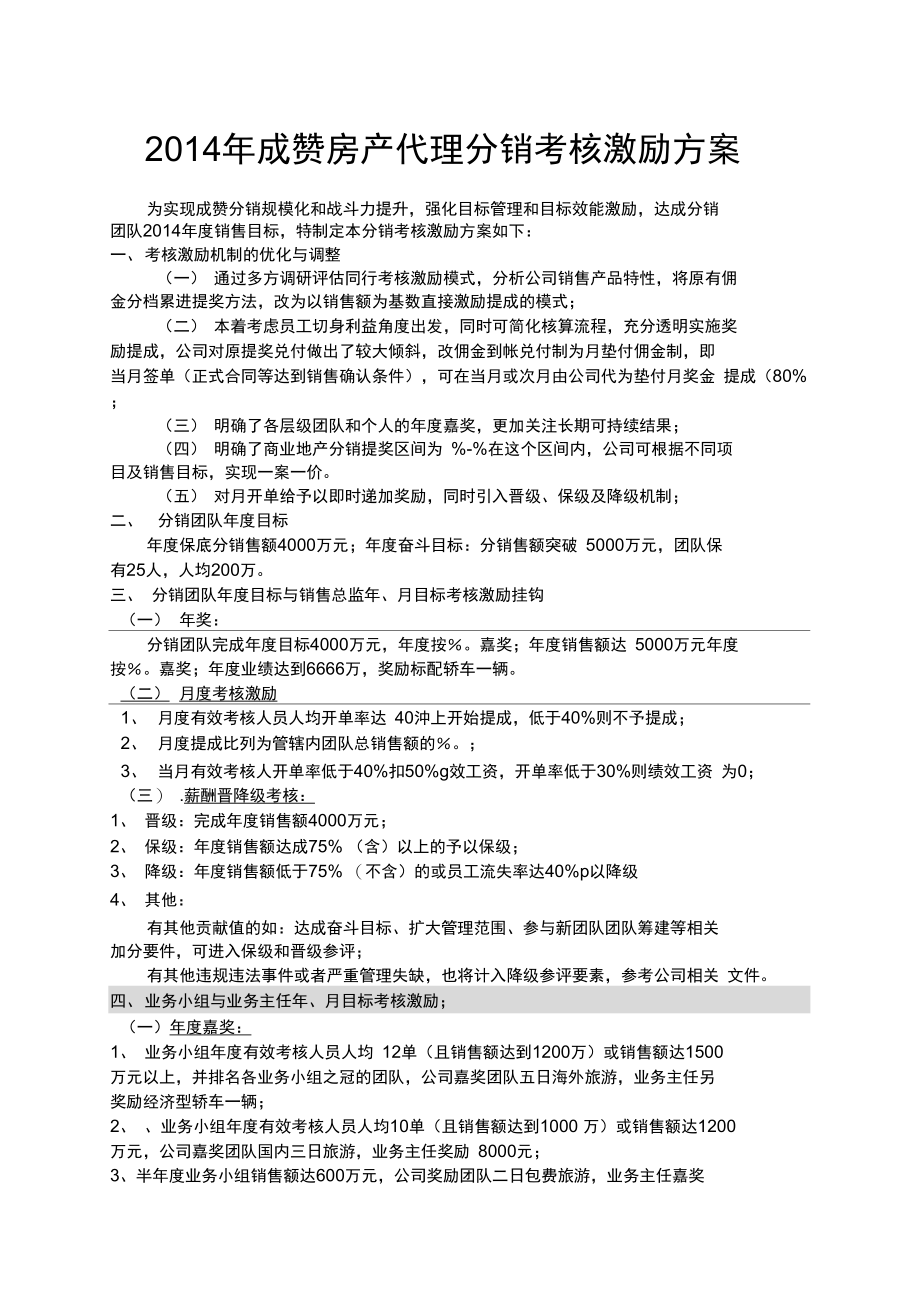 成赞房产分销考核激励方案.doc_第1页