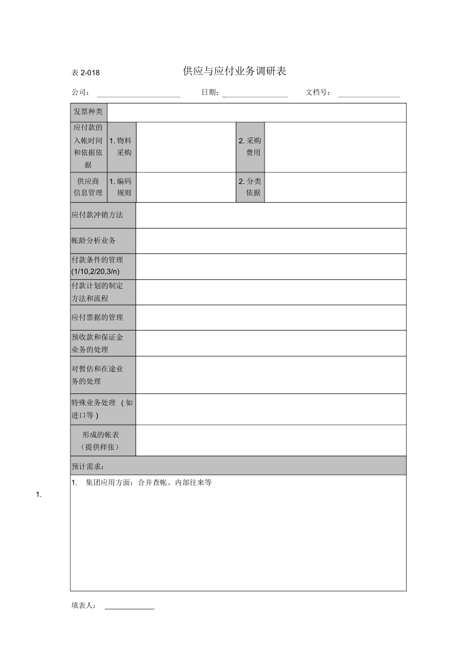 供应与应付业务调研表.docx_第1页
