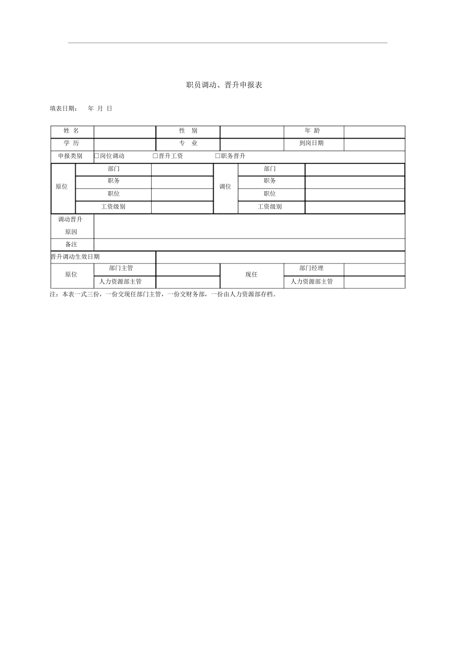 企业职员调动、晋升申报表.docx_第1页