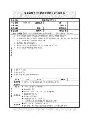 高级程序员岗位说明书.docx