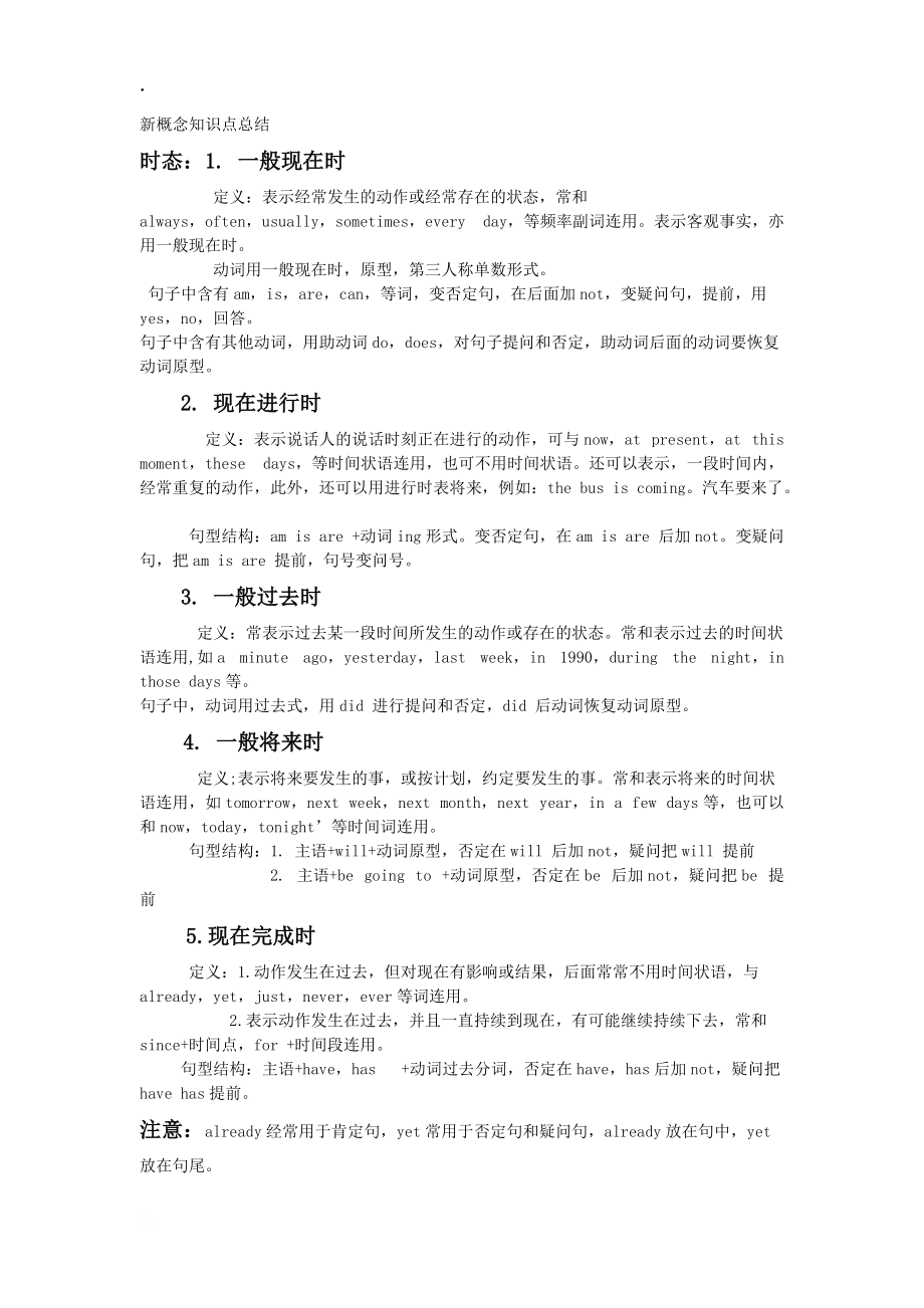 云南省祥云县禾甸中学九年级英语新概念知识点总结.docx_第1页