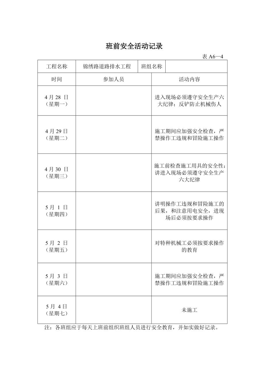 表_班前安全活动记录2（DOC58页）.docx_第2页