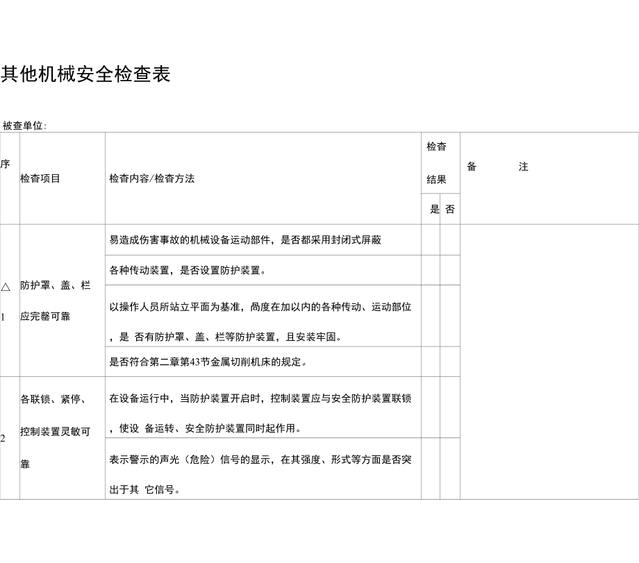 其他机械安全检查表.doc_第1页