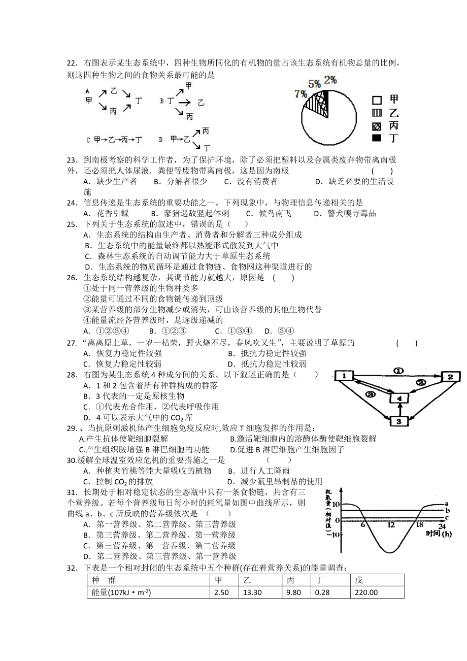 福建嘉惠中学2010-2011学年高二生物上学期期末试卷新人教版（实验班）.doc_第3页