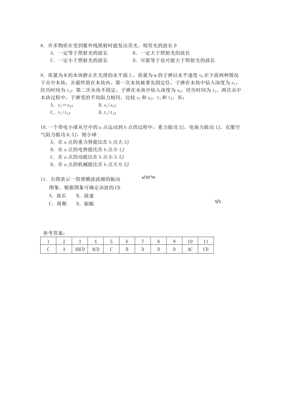 高三物理选择题训练（6）.doc_第2页