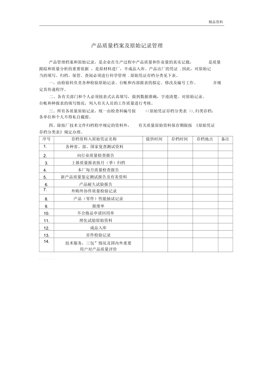 产品质量档案及原始记录管理.docx_第1页