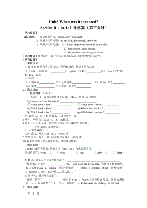 人教新目标英语九年级年级Unit6 Section B（1a1e）导学案（无答案）.docx