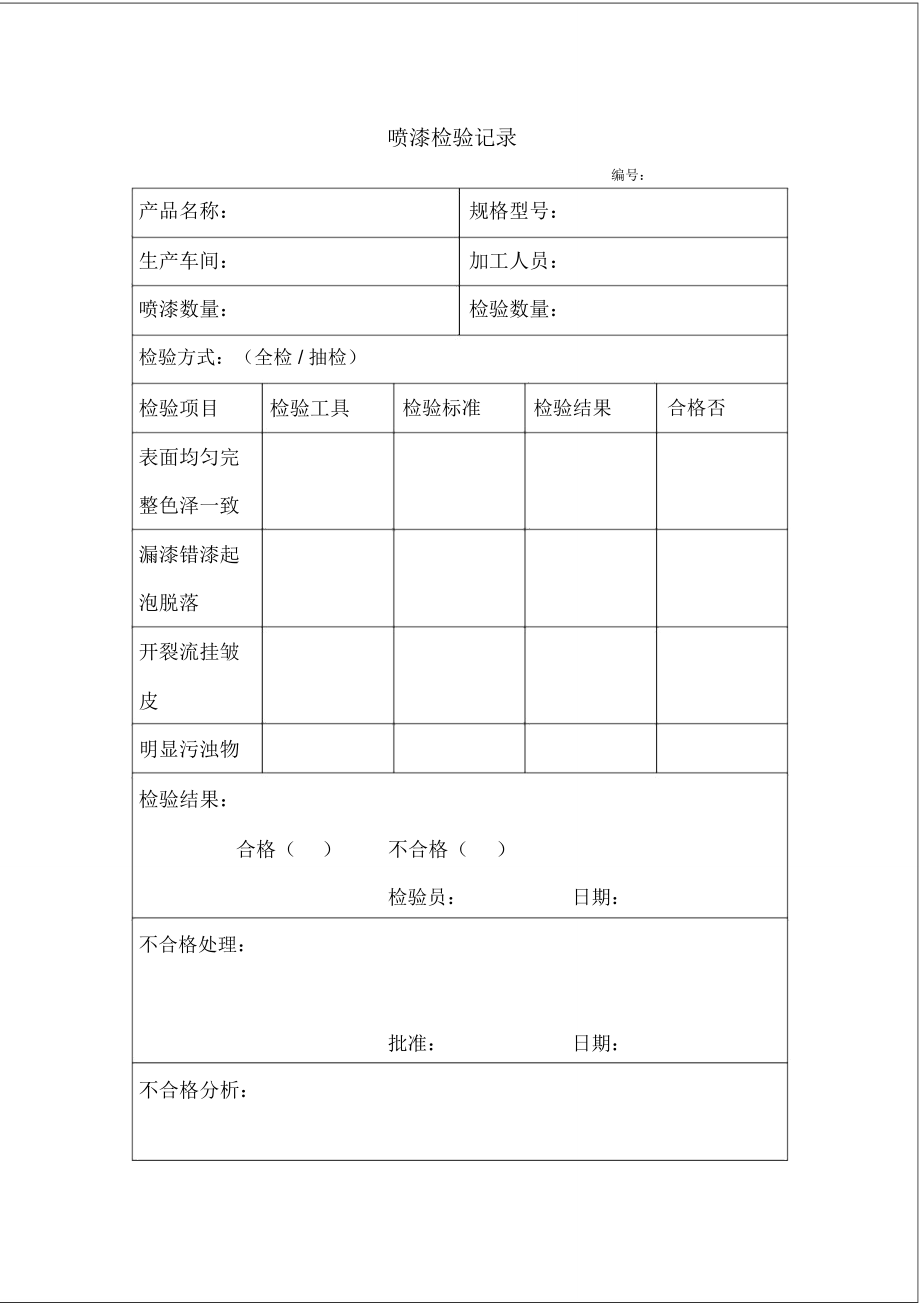 喷漆检验记录.doc_第1页