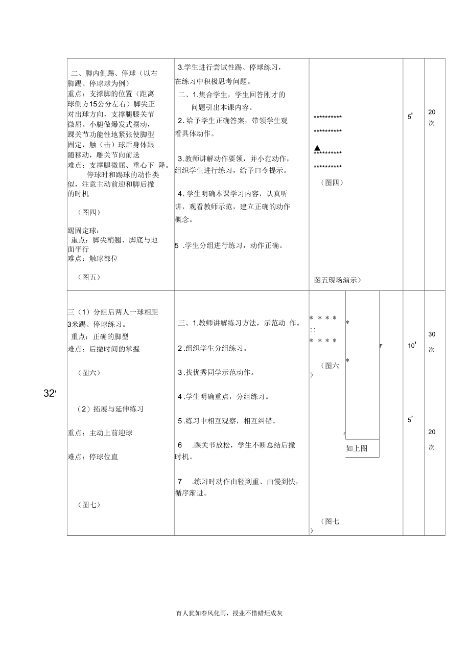 足球脚内侧踢、停球教案新部编本.docx_第3页