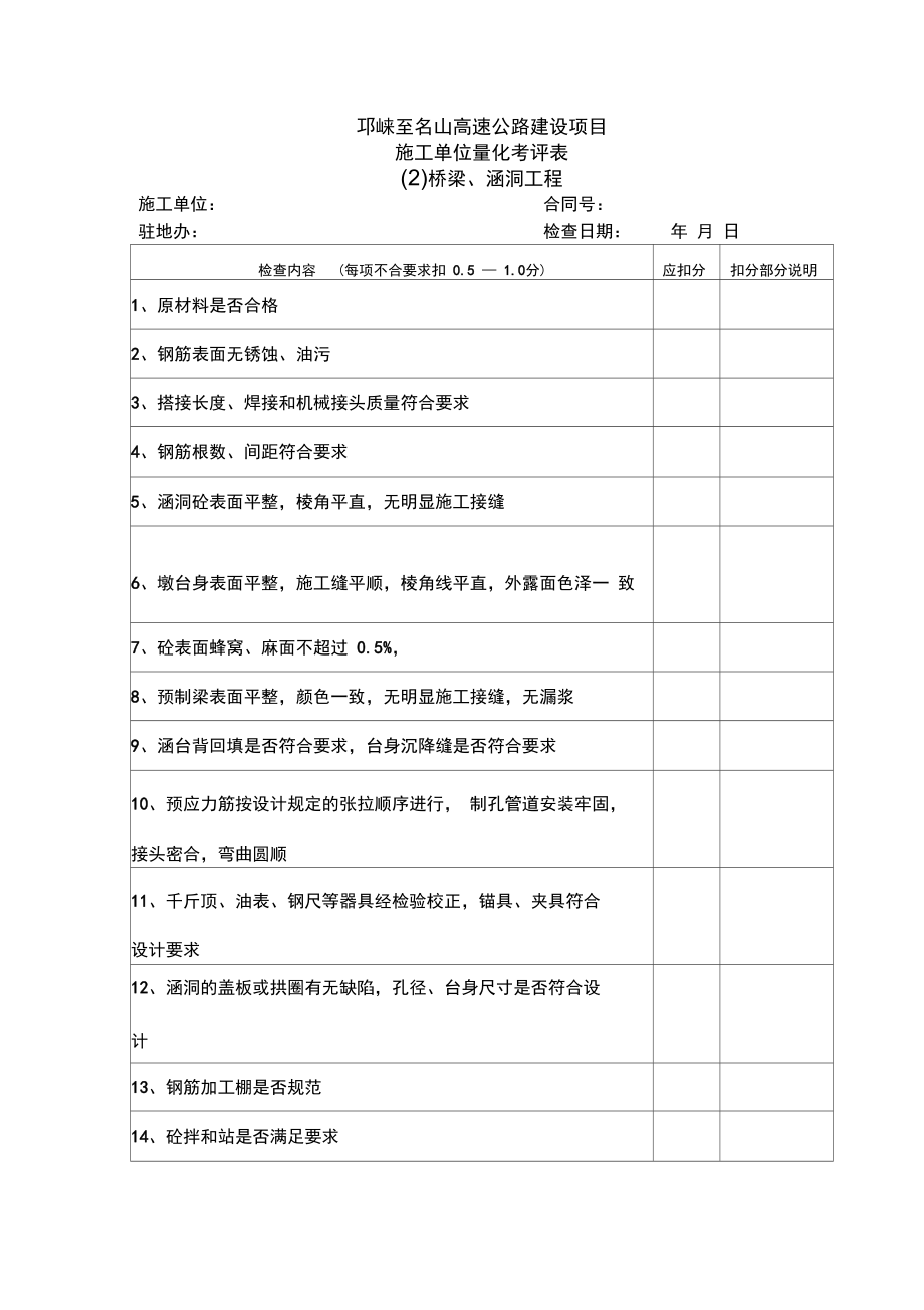 公路工程项目考核表施工单位.doc_第2页