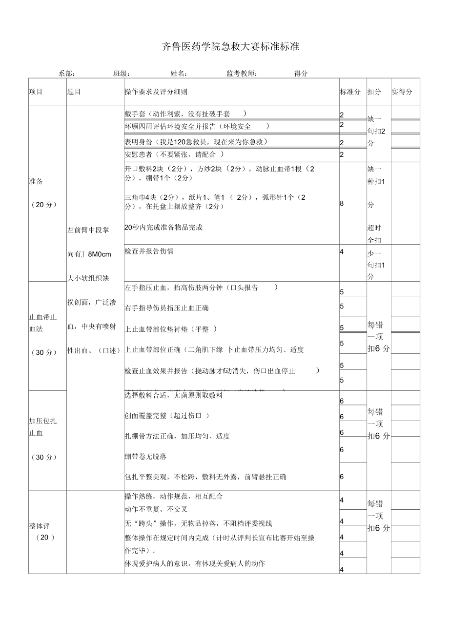 包扎止血考核标准.docx_第1页