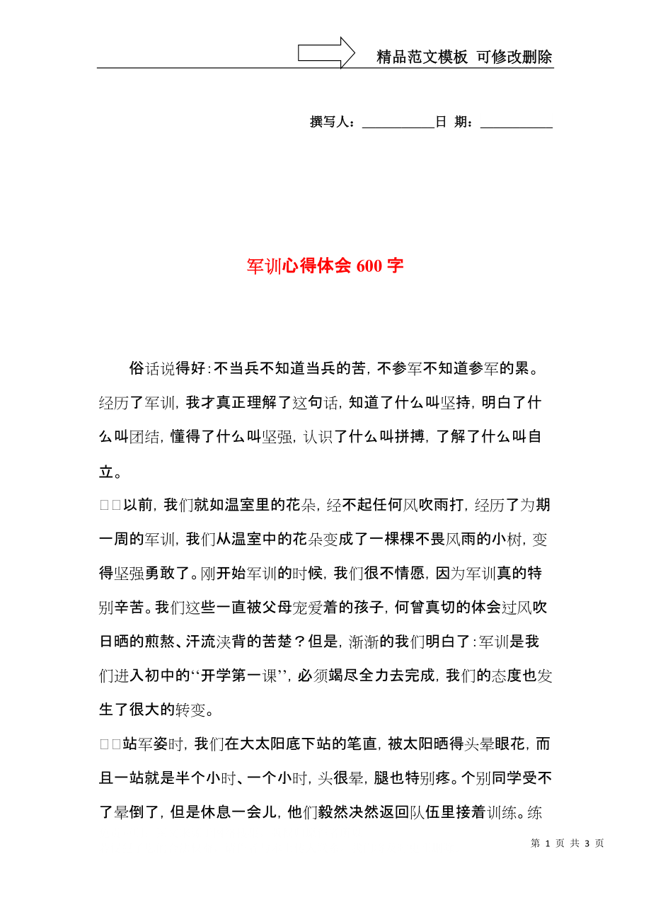 军训心得体会600字.docx_第1页