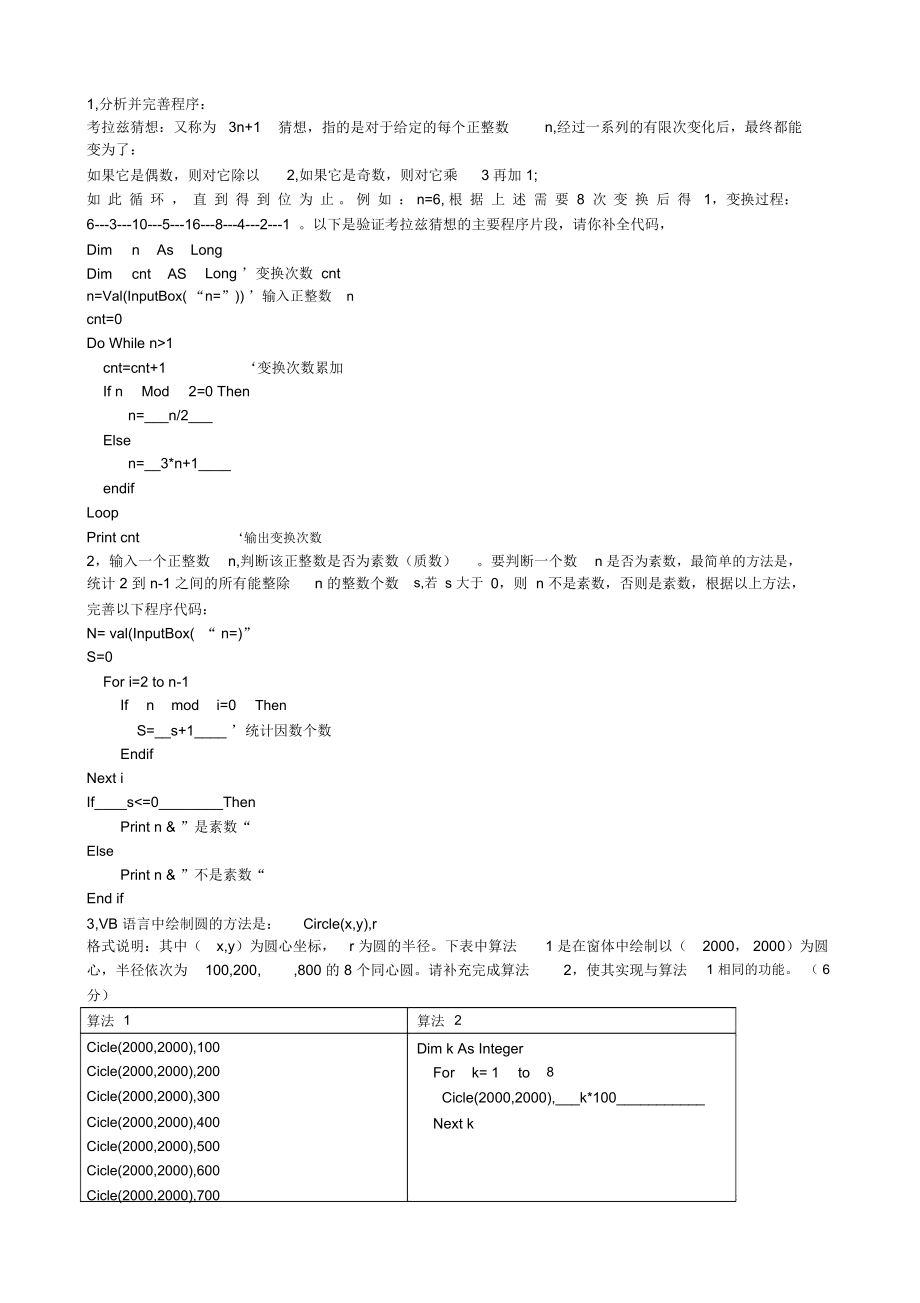 算法与程序设计会考真题.docx_第1页