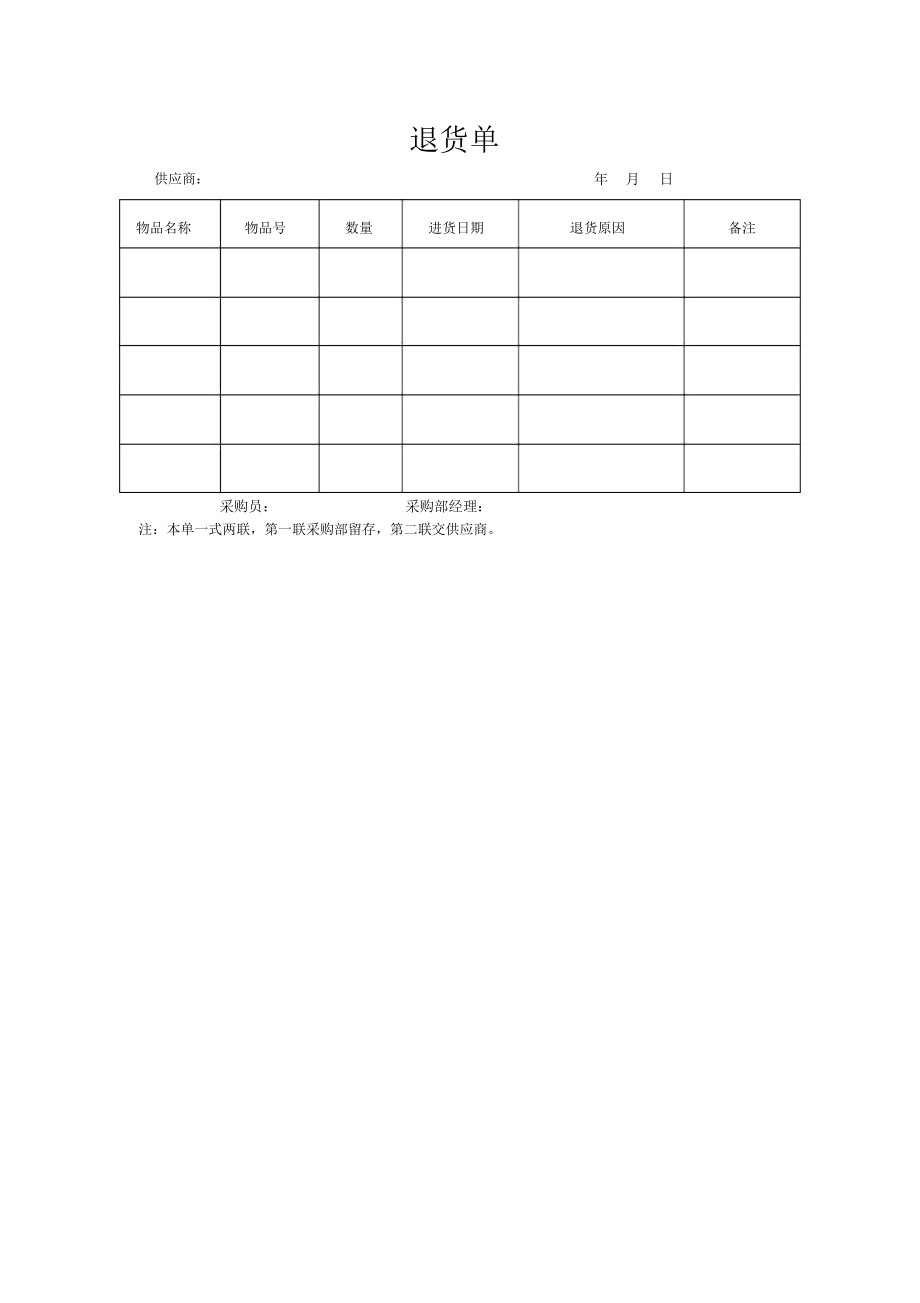 某公司物流退货登记单.docx_第1页