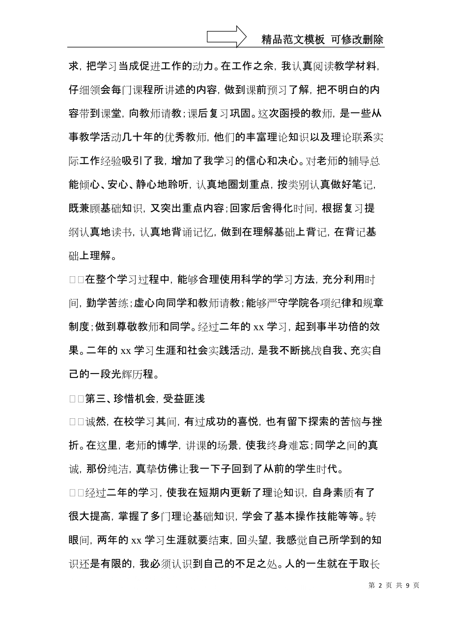 关于大学生毕业的自我鉴定4篇.docx_第2页