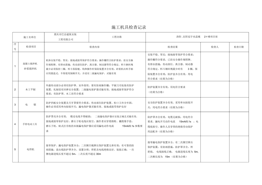 施工机具检查记录表.docx_第1页