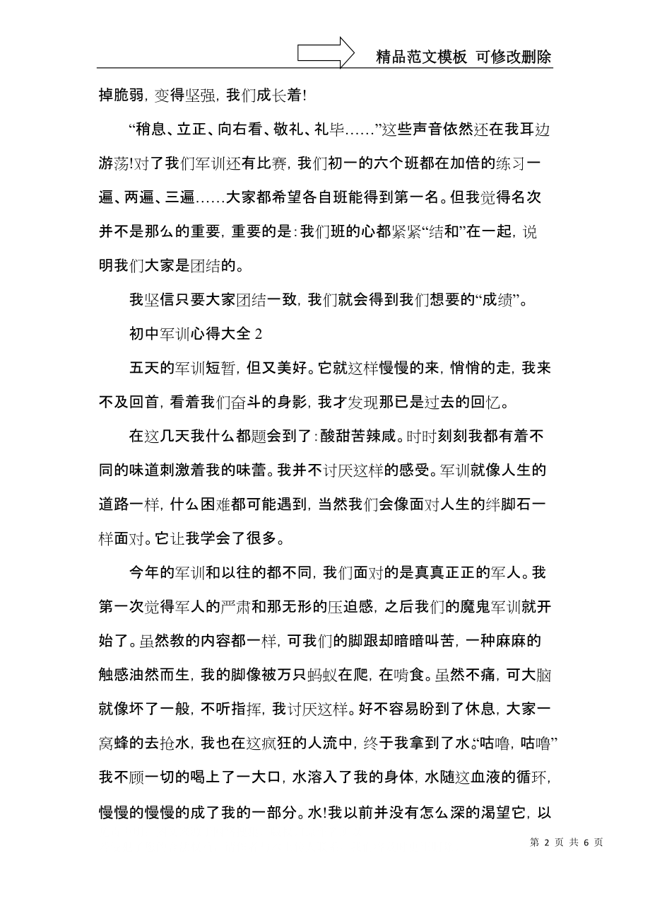 初中军训心得大全5篇.docx_第2页