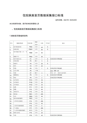 住院病案首页数据采集接口标准20180525.docx