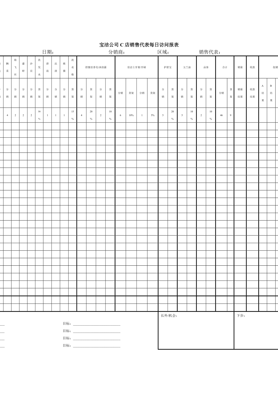 宝洁公司C店销售代表每日访问报表.docx_第1页